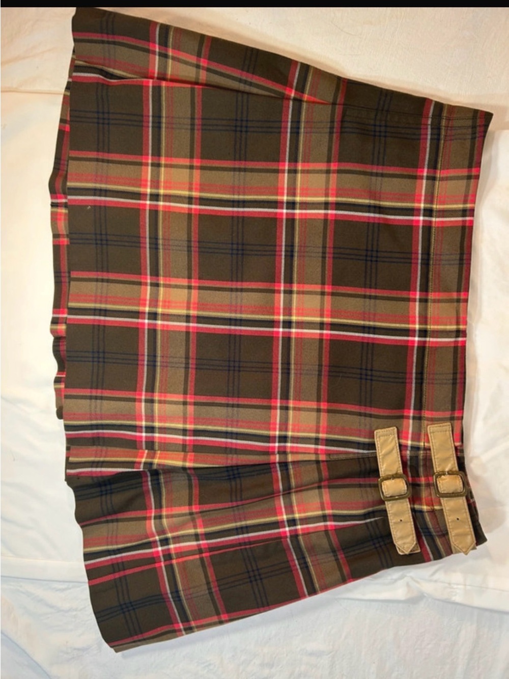Tommy Hilfiger Brown Plaid Skirt with Pink & Navy Accents